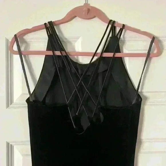 Vintage Onyx Nite Black Velvet Rhinestone Cocktail Evening Dress - Picture 4 of 11